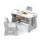 Grey Kids Art Table and Chair Set Adjustable Height Tiltable Whiteboard HDPE